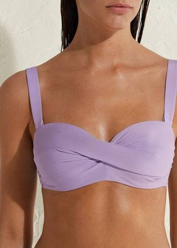 Women's Calzedonia Padded Bandeau Indonesia Bikini Tops Purple | IE1790NB