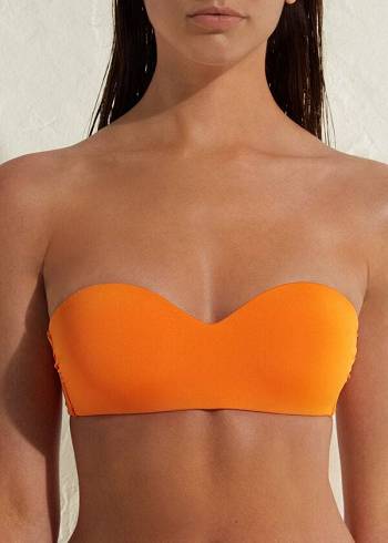 Women's Calzedonia Padded Bandeau Indonesia Eco Bikini Tops Orange | IE1792QZ