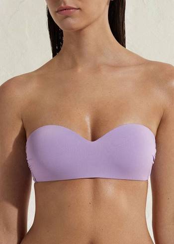 Women's Calzedonia Padded Bandeau Indonesia Eco Bikini Tops Purple | IE1796TV