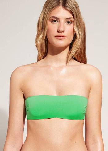 Women's Calzedonia Padded Bandeau Indonesia Eco rosa Bikini Tops Green | IE1804DN