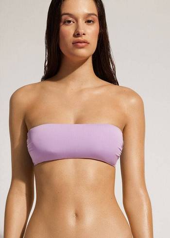 Women's Calzedonia Padded Bandeau Indonesia Eco Strapless Bikini Tops Purple | IE1808JJ