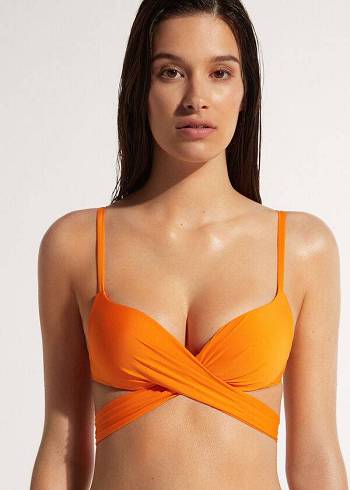 Women's Calzedonia Padded Push Up Indonesia Eco Bikini Tops Orange | IE1820EX