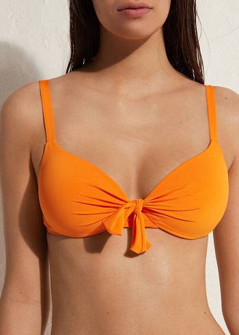 Women's Calzedonia Padded Push Up Indonesia Eco Sexy Bikini Tops Orange | IE1828AP