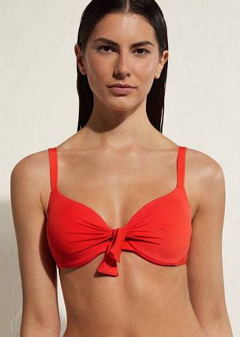 Women's Calzedonia Padded Push Up Indonesia Eco Sexy Bikini Tops Red | IE1831FM