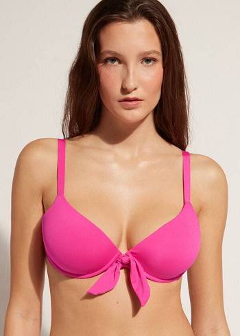 Women's Calzedonia Padded Push-Up Indonesia Bikini Tops Pink | IE1854AP