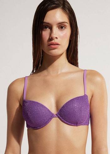 Women's Calzedonia Padded Push-Up Las Vegas Bikini Tops Purple | IE1858GL