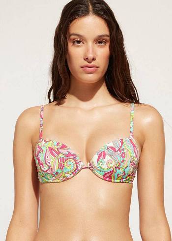 Women's Calzedonia Padded Push-Up Londra Bikini Tops Multicolor | IE1861KI