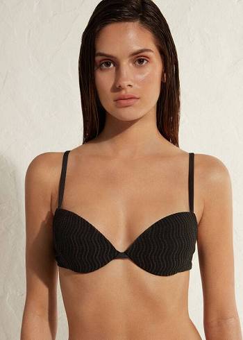 Women's Calzedonia Padded Push-Up Mykonos Bikini Tops Black | IE1867BC