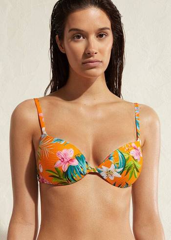 Women's Calzedonia Padded Push-Up Rio Eco Bikini Tops Orange | IE1875YU