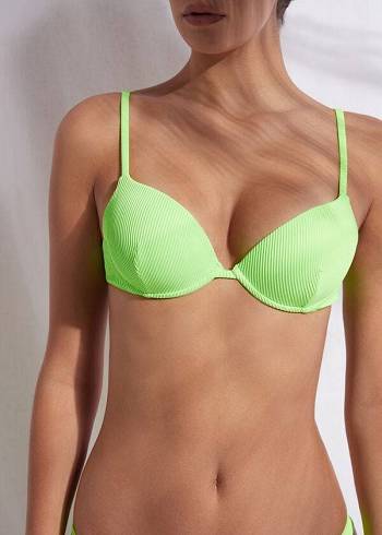 Women's Calzedonia Padded Push-up New York Bikini Tops Green | IE1872EX