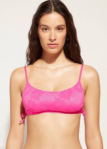 Women's Calzedonia Padded Tank-Style Antibes Bikini Tops Pink | IE1883FM