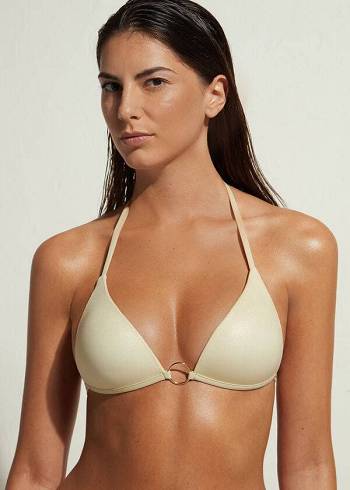 Women's Calzedonia Padded Triangle Abu Dhabi Bikini Tops Gold | IE1892VD