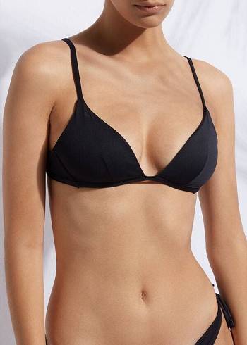 Women's Calzedonia Padded Triangle Indonesia Bikini Tops Black | IE1902UT