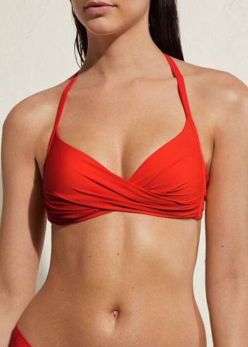 Women's Calzedonia Padded Triangle Indonesia Eco Bikini Tops Red | IE1906AP