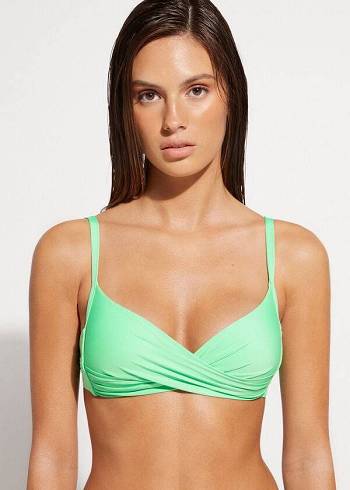 Women's Calzedonia Padded Triangle Indonesia Eco cobey Bikini Tops Mint | IE1912JJ