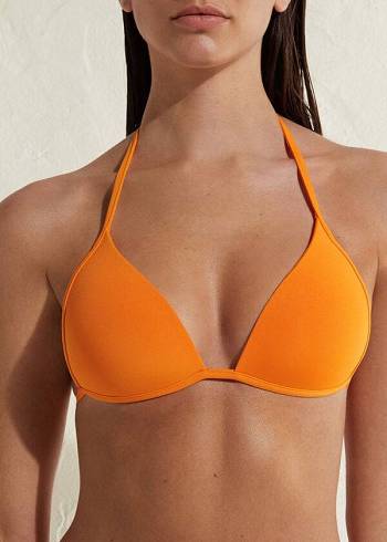 Women's Calzedonia Padded Triangle Indonesia Eco rise Bikini Tops Orange | IE1917CE