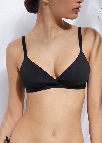 Women's Calzedonia Padded Triangle Indonesia Eco rosa Bikini Tops Black | IE1920NB