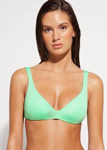 Women's Calzedonia Padded Triangle Indonesia Eco rosa Bikini Tops Mint | IE1922QZ