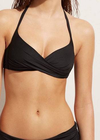 Women's Calzedonia Padded Triangle Indonesia Eco Sexy Bikini Tops Black | IE1924EX