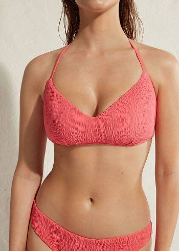 Women's Calzedonia Padded Triangle Lanzarote Bikini Tops Pink | IE1932AP