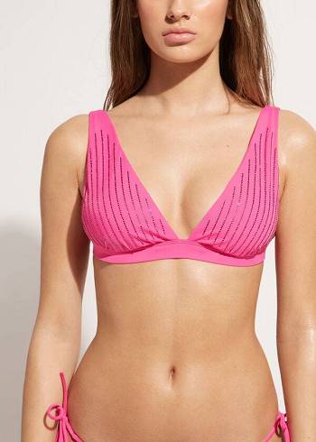 Women's Calzedonia Padded Triangle Shanghai Bikini Tops Pink | IE1935FM