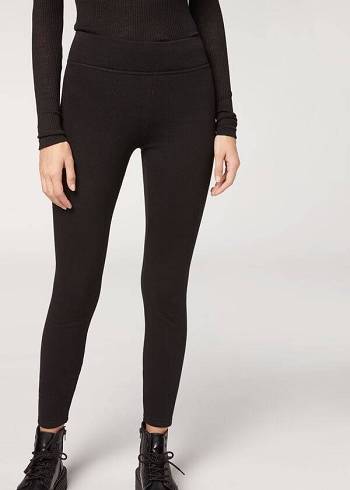 Women's Calzedonia Plush Ultra Thermal Leggings Black | IE2672AP