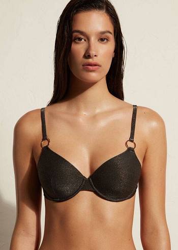 Women's Calzedonia Push Up Hollywood Bikini Tops Black | IE1943CE