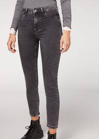 Women's Calzedonia Push-up and soft touch Jeans Grey | IE2607TV