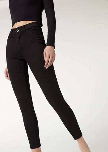 Women's Calzedonia Push-up and soft touch Jeans Black | IE2608RW