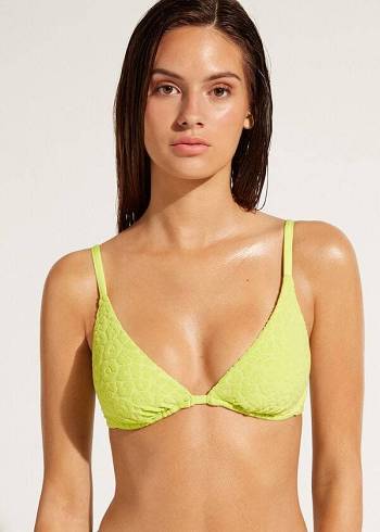 Women's Calzedonia Removable Padding Push Up Bangkok Bikini Tops Green | IE1956OR