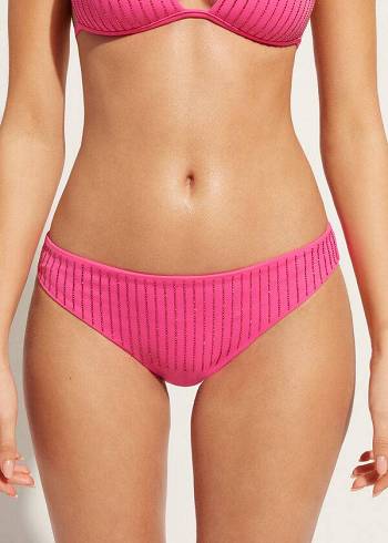 Women's Calzedonia Rhinestone Shanghai Bikini Bottoms Pink | IE1521HK