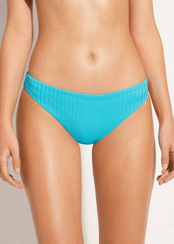 Women's Calzedonia Rhinestone Shanghai Bikini Bottoms Turquoise Green | IE1522JJ