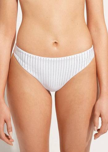 Women's Calzedonia Rhinestone Shanghai Bikini Bottoms White | IE1523KI