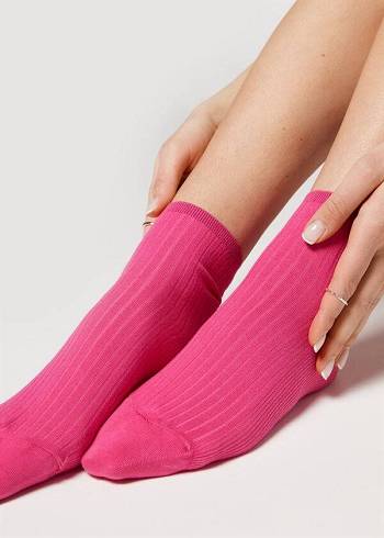 Women's Calzedonia Ribbed Short Socks Pink | IE2481QZ