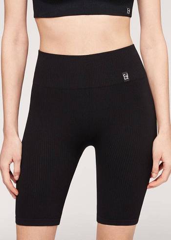 Women's Calzedonia Seamless Athletic Bike Leggings Black | IE2678TV