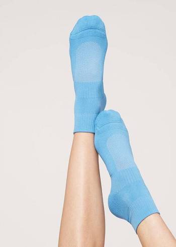 Women's Calzedonia Short Sport Short Socks Blue | IE2520FM