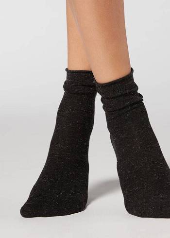 Women's Calzedonia Short with Cashmere Short Socks Black | IE2522SO