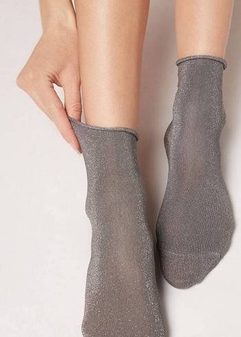 Women's Calzedonia Short with Glitter Short Socks Grey | IE2524PQ