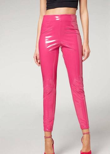 Women's Calzedonia Skinny in Thermal Vinyl Leggings Pink | IE2684NB