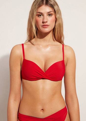 Women's Calzedonia Soft Graduated Super Padded Push-up Indonesia Bikini Tops Red | IE1961FM