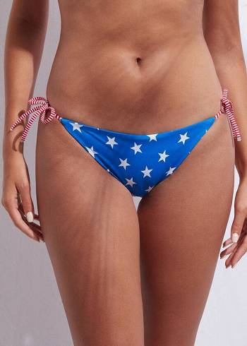 Women's Calzedonia Star patterned Bikini Bottoms Blue | IE1576LH