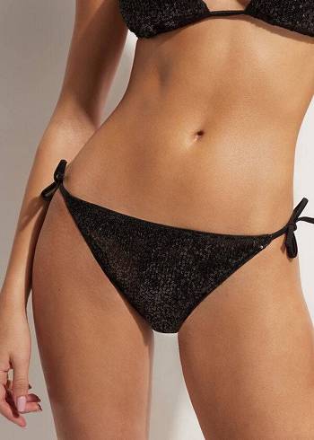 Women's Calzedonia String Cannes Bikini Bottoms Black | IE1585WY