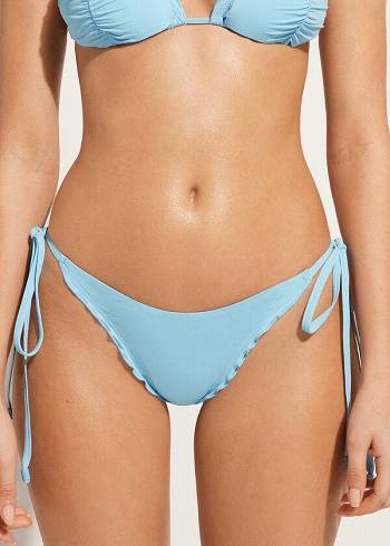 Women's Calzedonia String Thong Islamorada Bikini Bottoms Blue | IE1617IS