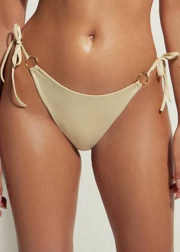 Women's Calzedonia String Tie Abu Dhabi Bikini Bottoms Gold | IE1620AP