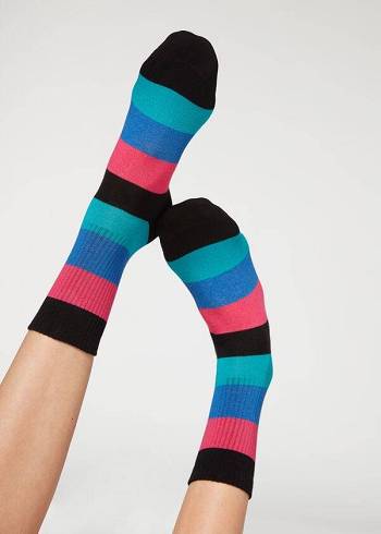 Women's Calzedonia Stripe Patterned Short Socks Black | IE2541LH