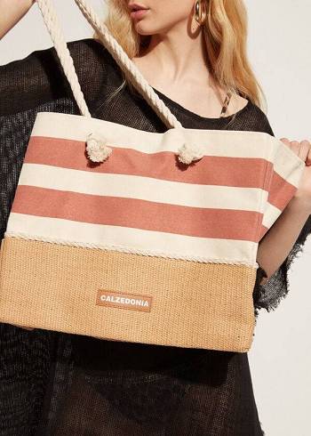 Women's Calzedonia Striped Beach Bag Accessories Brown | IE1284DN