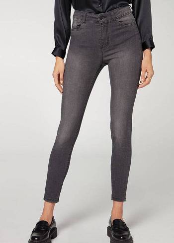 Women's Calzedonia Super Flex Denim High Waist Superskinny Jeans Grey | IE2616CE