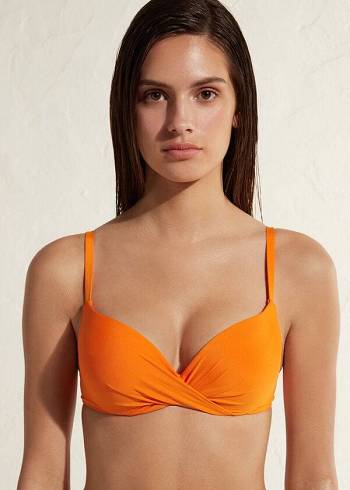 Women's Calzedonia Super Padded Push Up Indonesia Eco Bikini Tops Orange | IE1975WY