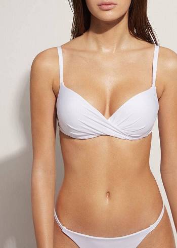 Women's Calzedonia Super Padded Push Up Indonesia Eco cobey Bikini Tops White | IE1977RW