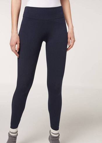 Women's Calzedonia Supima Cotton Leggings Blue | IE2694HK